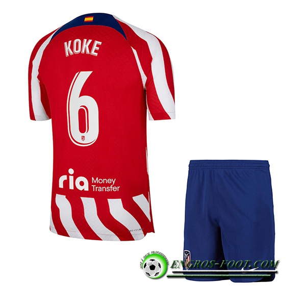 Maillot de Foot Atletico Madrid (KOKE #6) Enfants Domicile 2022/23