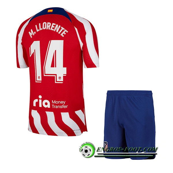 Maillot de Foot Atletico Madrid (M. LLORENTE #14) Enfants Domicile 2022/23