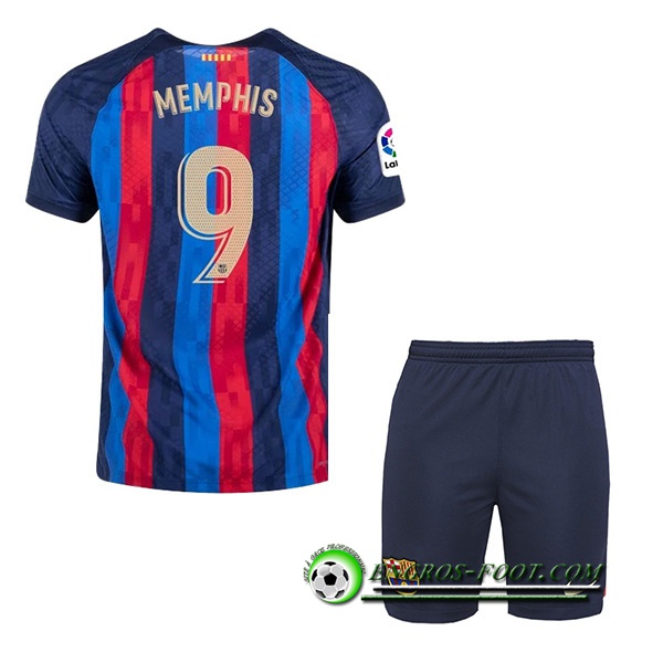 Maillot de Foot FC Barcelone (MEMPHIS #9) Enfants Domicile 2022/23