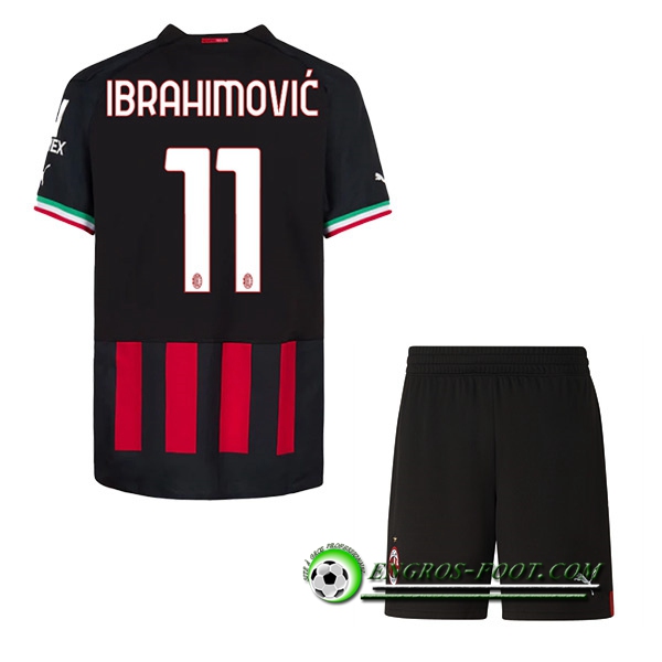 Maillot de Foot Milan AC (IBRAHIMOVIĆ #11) Enfants Domicile 2022/23