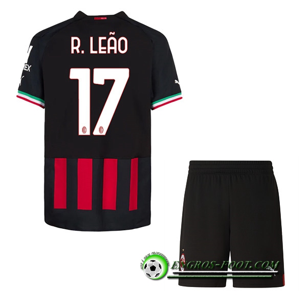 Maillot de Foot Milan AC (R. LEÃO #17) Enfants Domicile 2022/23