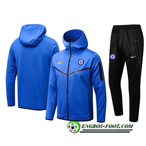 Ensemble Veste A Capuche Survetement Foot FC Chelsea Bleu 2022/2023