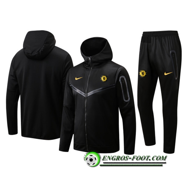 Ensemble Veste A Capuche Survetement Foot FC Chelsea Noir 2022/2023