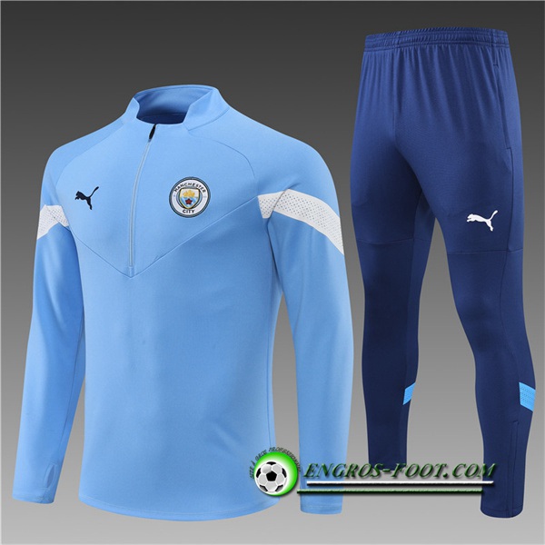 Ensemble Survetement de Foot Manchester City Enfant Bleu 2022/2023