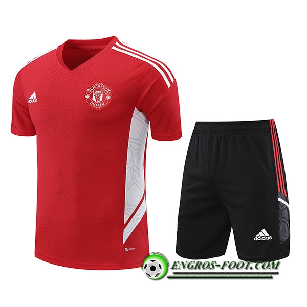 Ensemble Training T-Shirts + Shorts Manchester United Rouge/Blanc 2022/2023