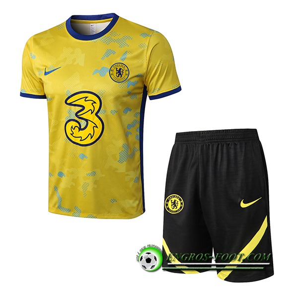 Ensemble Training T-Shirts + Shorts FC Chelsea Jaune 2022/2023