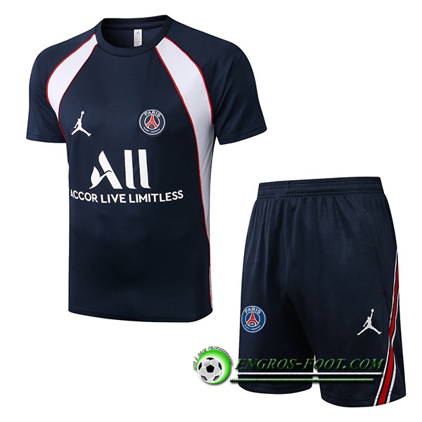 Ensemble Training T-Shirts + Shorts PSG Jordan Bleu Marin/Blanc 2022/2023