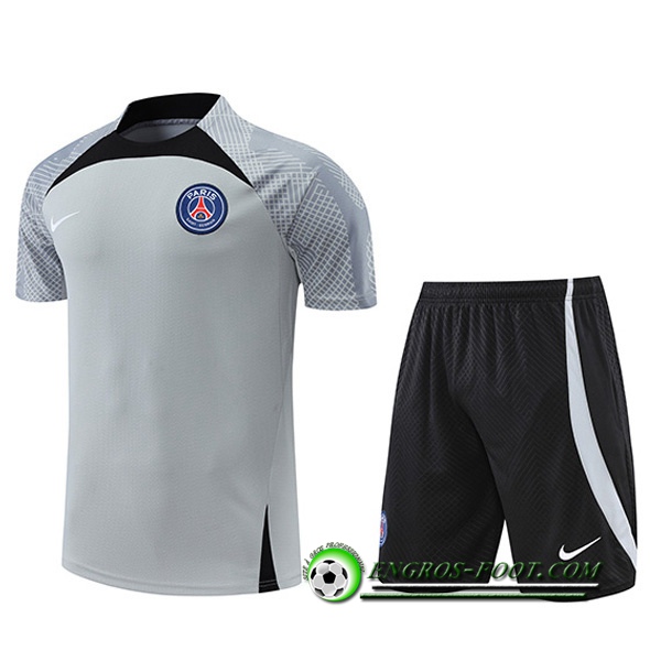 Ensemble Training T-Shirts + Shorts PSG Gris 2022/2023