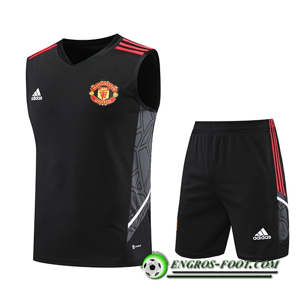 Ensemble Training Debardeur + Shorts Manchester United Noir/Gris 2022/2023