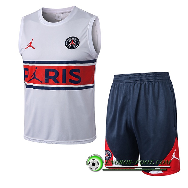 Ensemble Training Debardeur + Shorts Jondan PSG Blanc/Rouge 2022/2023