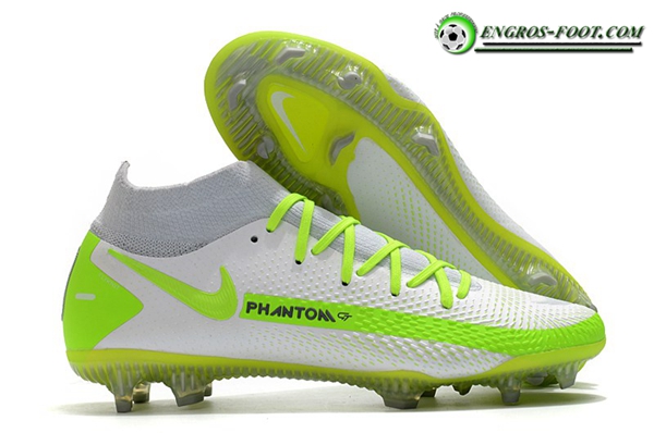 Nike Chaussures de Foot Phantom GT Elite Dynamic Fit FG Blanc/Vert