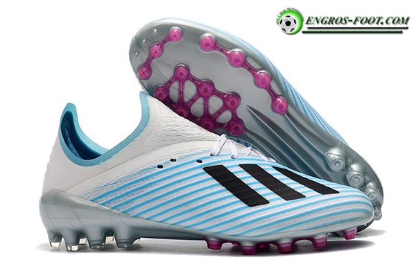 Adidas Chaussures de Foot X 19.1 AG Bleu Clair