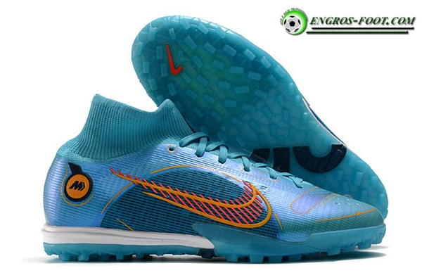 Nike Chaussures de Foot Mercurial Superfly 9 Elite TF Bleu Clair