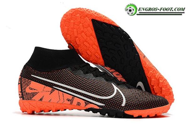 Nike Chaussures de Foot Mercurial Superfly 7 Elite MDS TF Noir/Orange