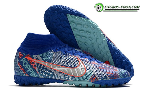 Nike Chaussures de Foot Mercurial Superfly 7 Elite MDS TF Bleu