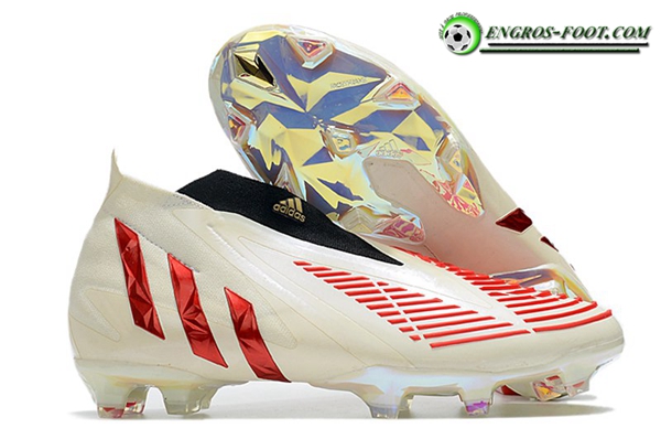 Adidas Chaussures de Foot Predator Edge+ FG Blanc/Rouge