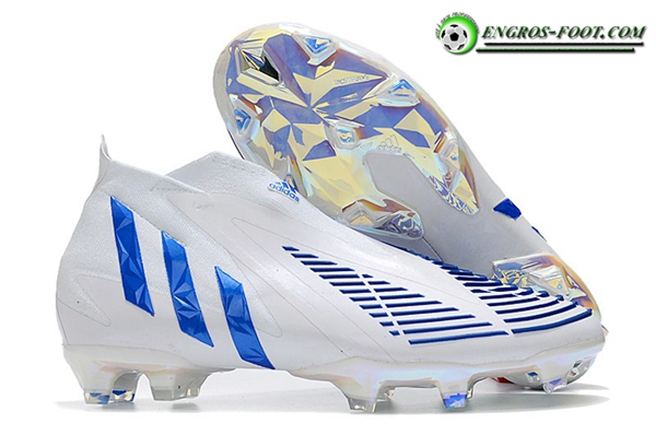 Adidas Chaussures de Foot Predator Edge+ FG Blanc/Bleu