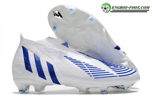 Adidas Chaussures de Foot Predator Edge+ FG Blanc/Bleu