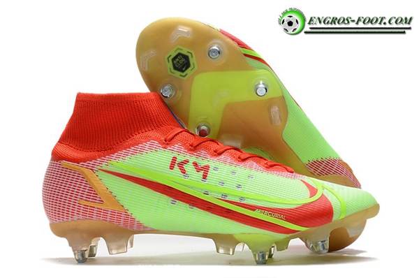 Nike Chaussures de Foot Mercurial Superfly VIII Elite SG PRO Anti Clog Rouge/Vert