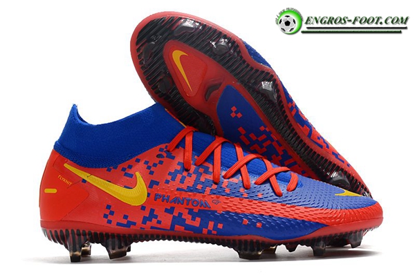 Nike Chaussures de Foot Phantom GT Elite Dynamic Fit FG Bleu/Rouge