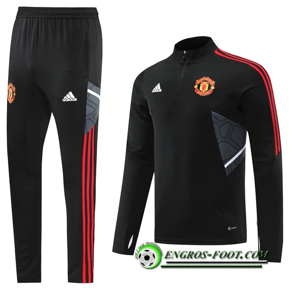 Ensemble Survetement de Foot Manchester United Noir/Gris 2022/2023