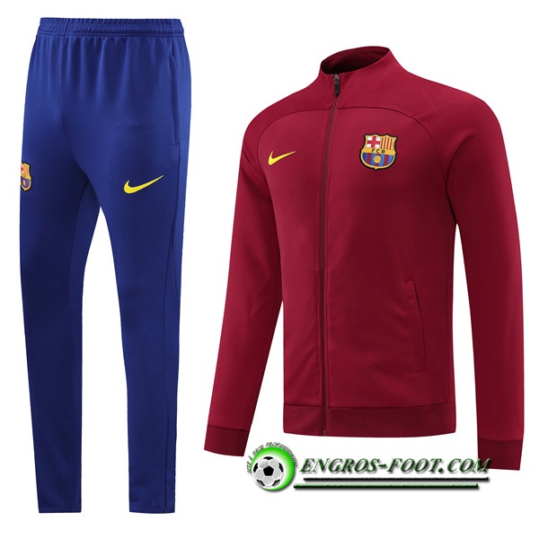 Ensemble Survetement de Foot - Veste FC Barcelone Rouge Fonce 2022/2023