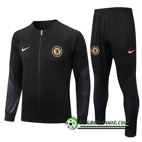 Ensemble Survetement de Foot - Veste FC Chelsea Noir 2022/2023