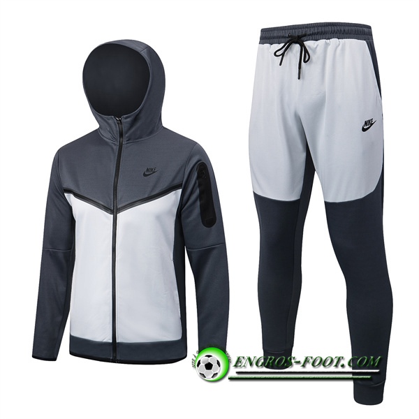 Ensemble Veste A Capuche Survetement Foot NIKE Gris/Blanc 2022/2023