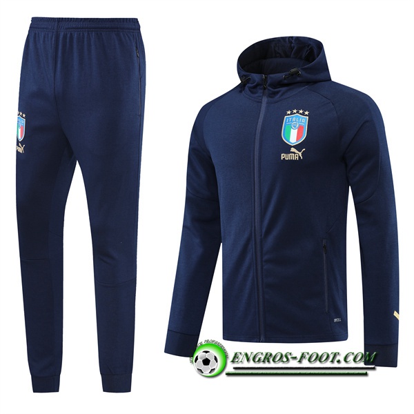 Ensemble Veste A Capuche Survetement Foot Italie Bleu Marin 2022/2023