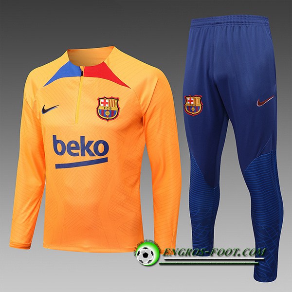 Ensemble Survetement de Foot FC Barcelone Enfant Jaune 2022/2023