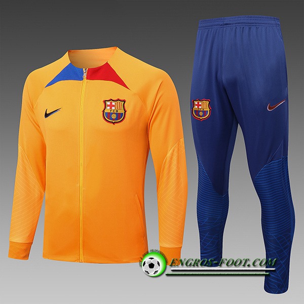 Ensemble Survetement de Foot - Veste FC Barcelone Enfant Jaune 2022/2023