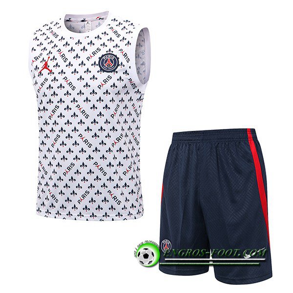 Ensemble Training Debardeur + Shorts Jondan PSG Blanc/Noir 2022/2023