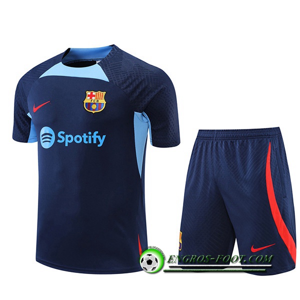 Ensemble Training T-Shirts + Shorts FC Barcelone Bleu Marin 2022/2023