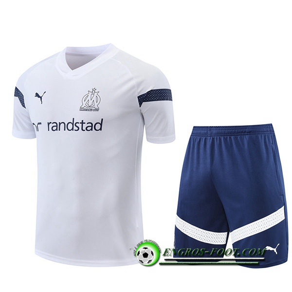 Ensemble Training T-Shirts + Shorts Marseille Blanc 2022/2023