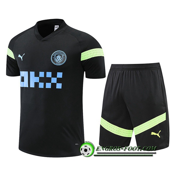 Ensemble Training T-Shirts + Shorts Manchester City Noir 2022/2023