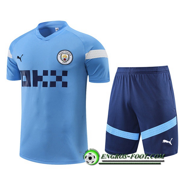 Ensemble Training T-Shirts + Shorts Manchester City Bleu 2022/2023