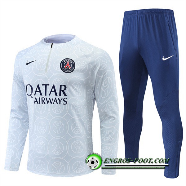 Ensemble Survetement de Foot PSG Blanc/Gris 2022/2023