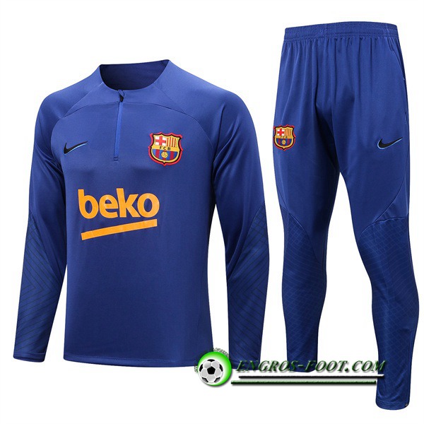 Ensemble Survetement de Foot FC Barcelone Bleu 2022/2023