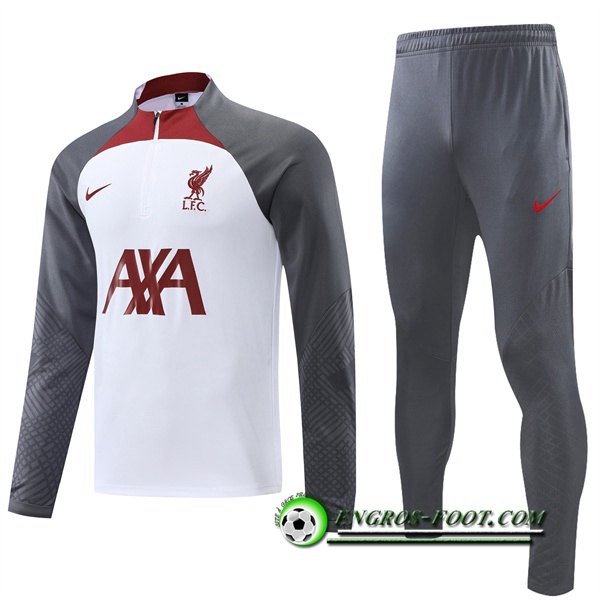 Ensemble Survetement de Foot FC Liverpool Blanc 2022/2023