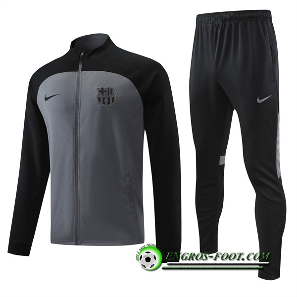 Ensemble Survetement de Foot - Veste FC Barcelone Noir/Gris 2022/2023