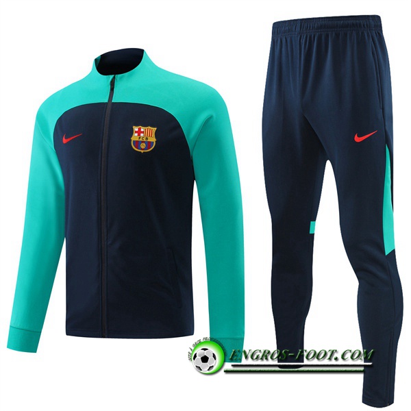 Ensemble Survetement de Foot - Veste FC Barcelone Bleu Marin/Vert 2022/2023