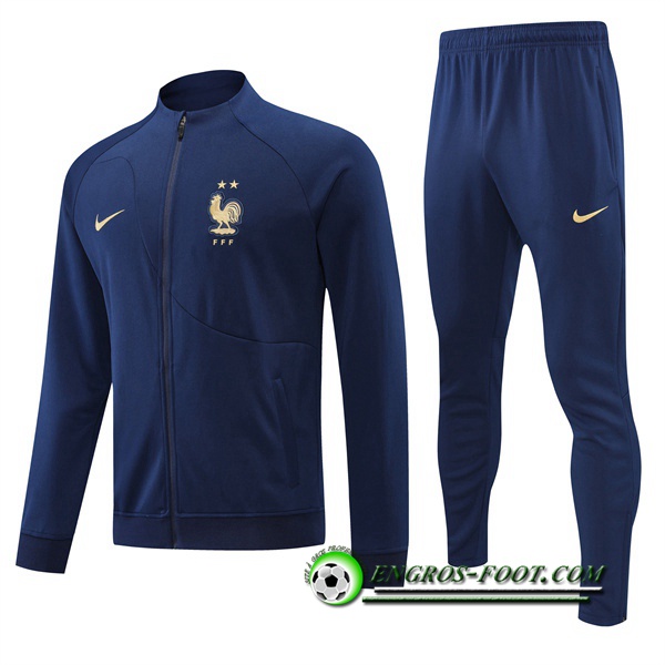 Ensemble Survetement de Foot - Veste France Bleu Marin 2022/2023