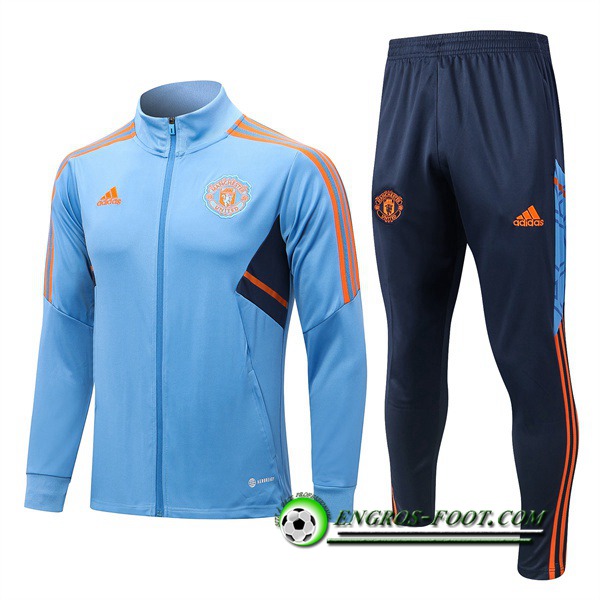 Ensemble Survetement de Foot - Veste Manchester United Bleu Clair 2022/2023