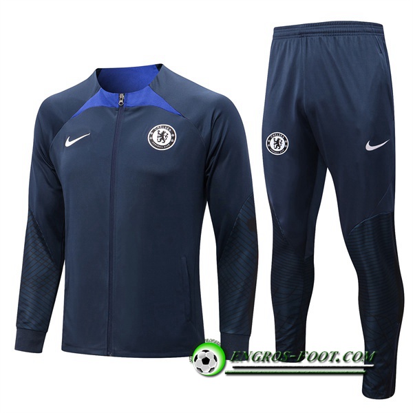 Ensemble Survetement de Foot - Veste FC Chelsea Noir/Bleu 2022/2023