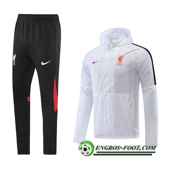 Ensemble Veste A Capuche Coupe-Vent FC Liverpool Blanc 2022/2023