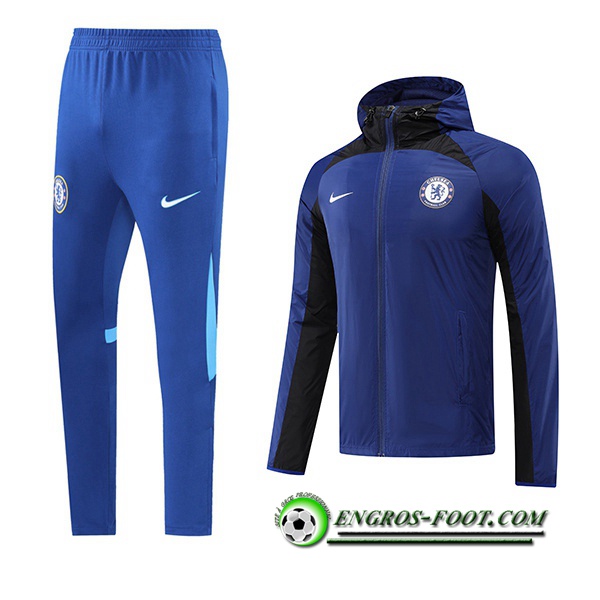 Ensemble Veste A Capuche Coupe-Vent FC Chelsea Noir/Bleu 2022/2023