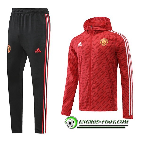 Ensemble Veste A Capuche Coupe-Vent Manchester United Rouge 2022/2023