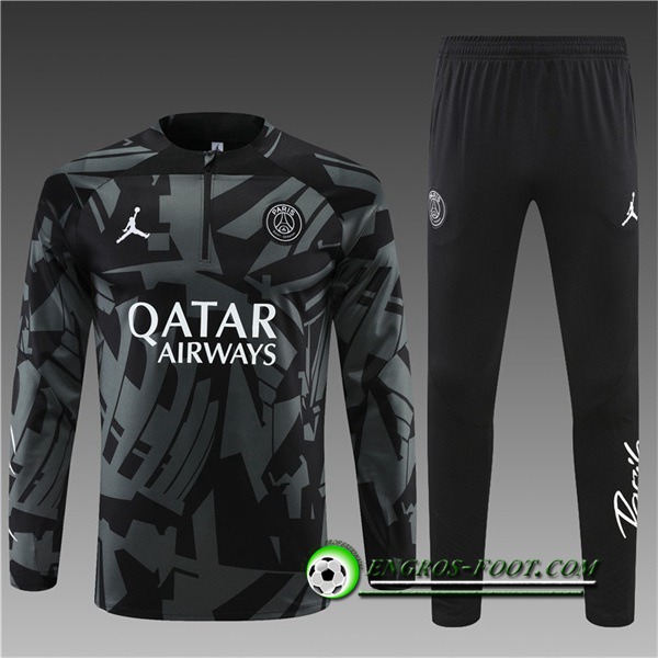 Ensemble Survetement de Foot Jordan PSG Enfant Noir/Gris 2022/2023