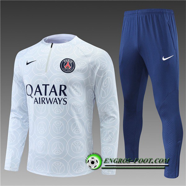 Ensemble Survetement de Foot PSG Enfant Blanc/Gris 2022/2023