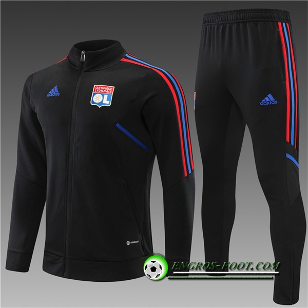 Ensemble Survetement de Foot - Veste Lyon Enfant Noir 2022/2023